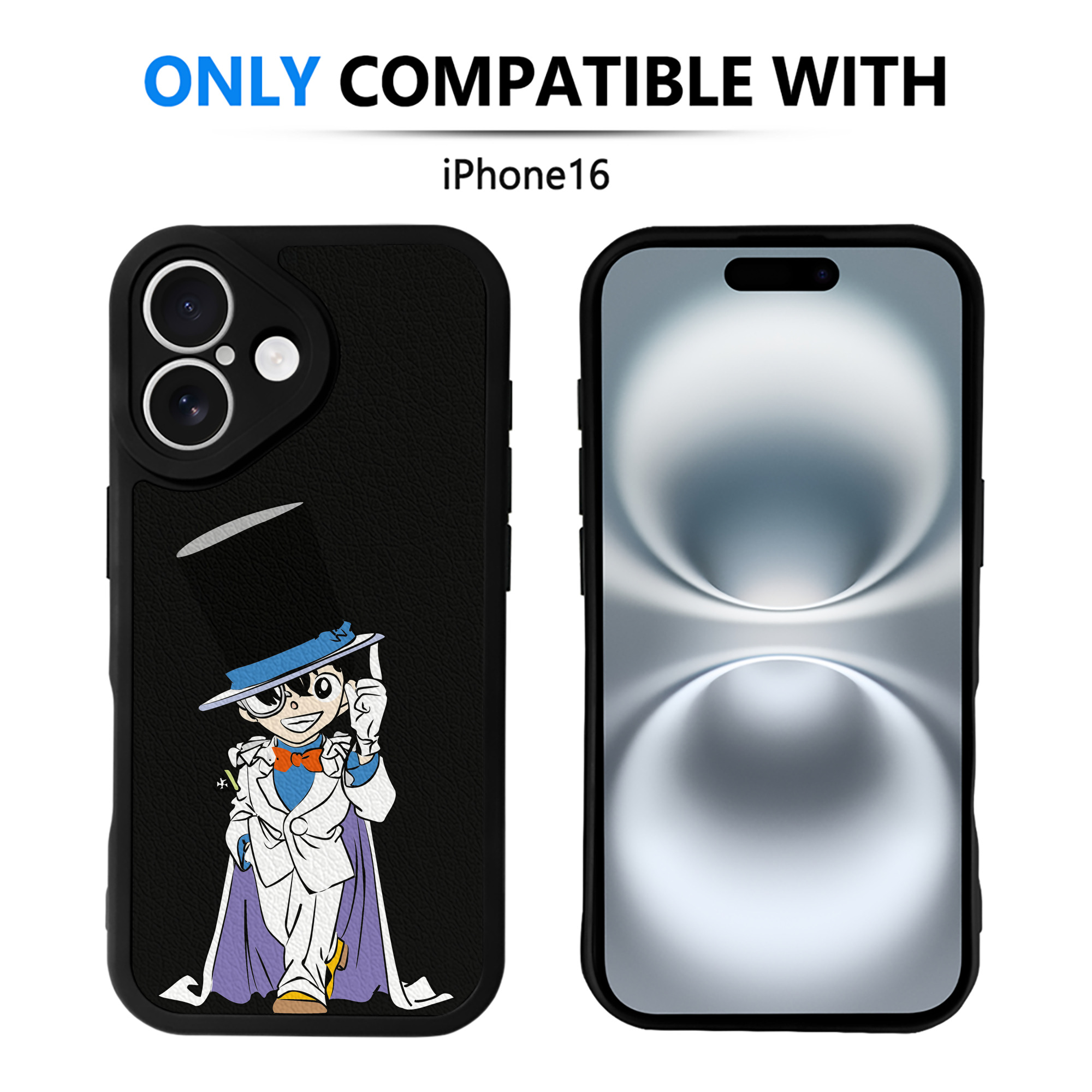 （画像用） 名探偵コナン 江戸川 コナン Detective Conan Conan Edogawa 【iPhone 16シリーズ対応】シリコンスマホケース（レザー調） 材質：シリコン
